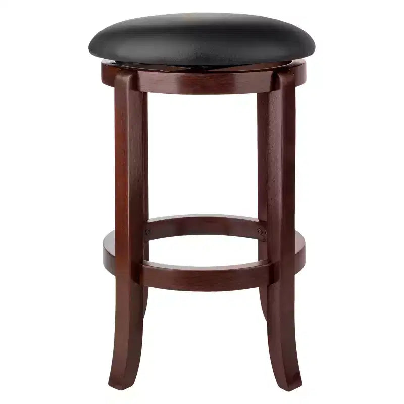 Tabouret de bar pivotant Walcott 24", hauteur de comptoir, noyer, rond, cadre en bois, hauteur fixe