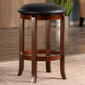 Tabouret de bar pivotant Walcott 24", hauteur de comptoir, noyer, rond, cadre en bois, hauteur fixe