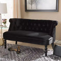 Causeuse 2 places en tissu velours contemporain de style victorien Flax, noir, en polyester élégant, design capitonné, cadre en bois
