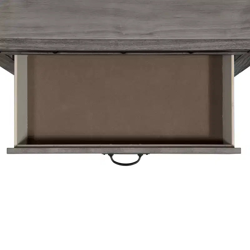 Commode Montauk grise à 5 tiroirs, Rangement spacieux, Poignées métalliques, Meuble de chambre