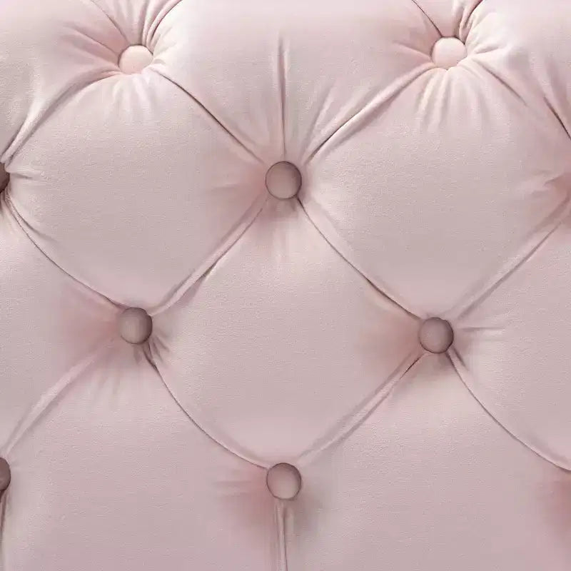 Pouf rembourré Avara en velours capitonné rose