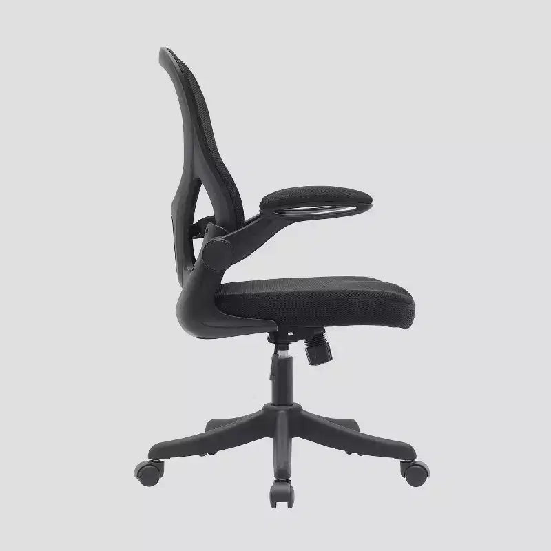 Fauteuil de bureau en maille avec accoudoirs relevables noir, ergonomique, réglable, pivotant, piètement en nylon