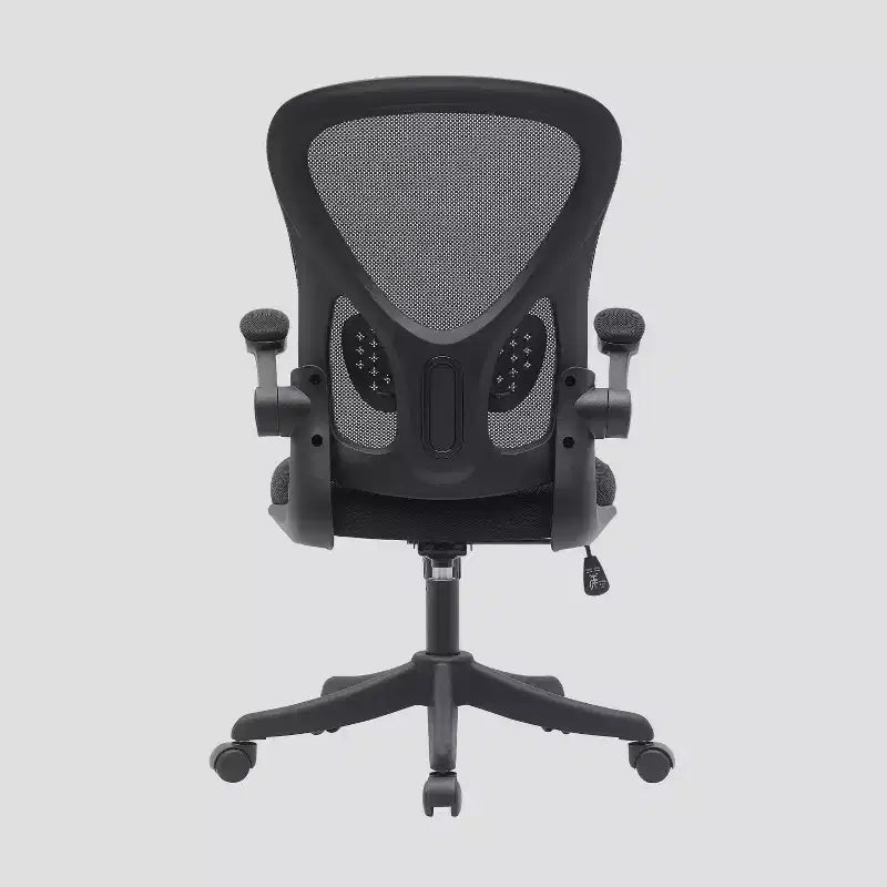 Fauteuil de bureau en maille avec accoudoirs relevables noir, ergonomique, réglable, pivotant, piètement en nylon