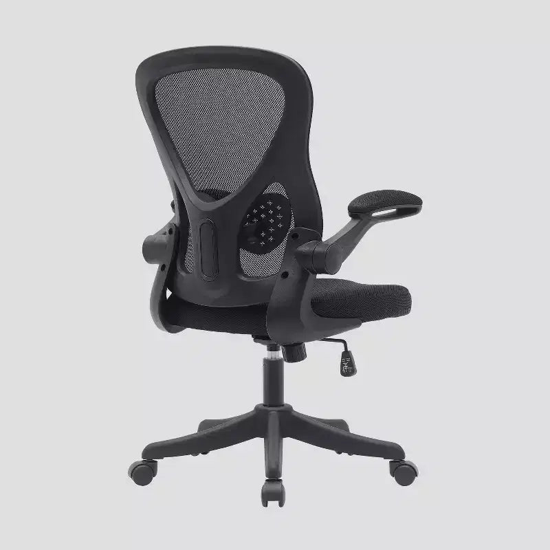 Fauteuil de bureau en maille avec accoudoirs relevables noir, ergonomique, réglable, pivotant, piètement en nylon