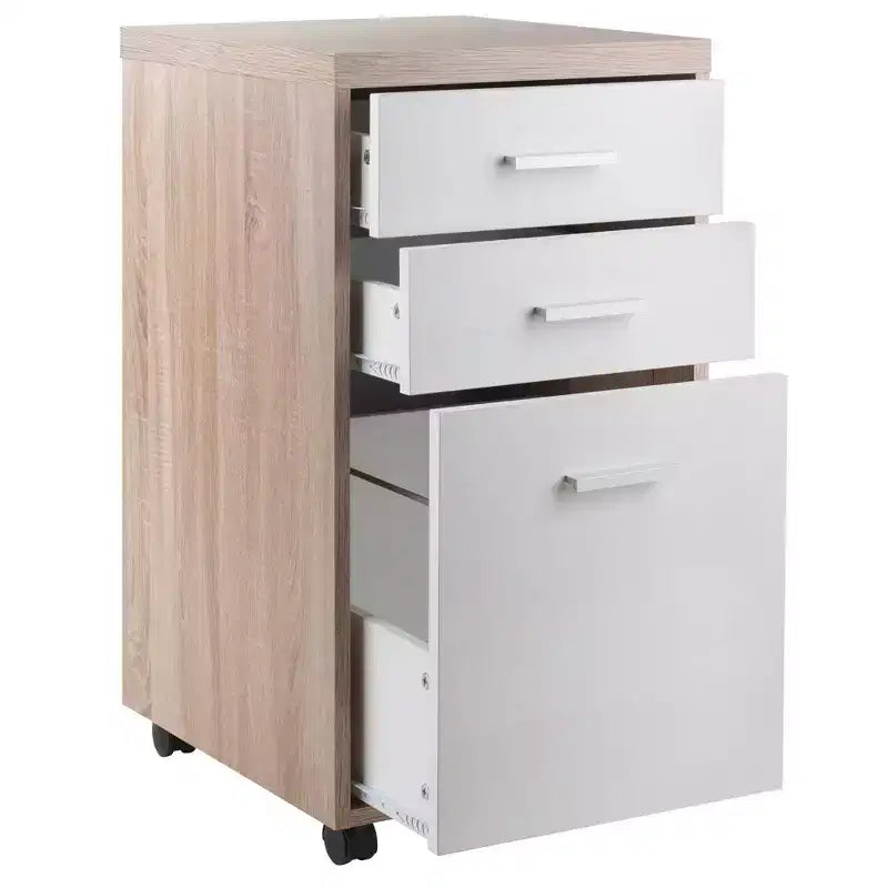 Bureau modulaire Kenner avec 2 tiroirs et 3 étagères en bois recyclé