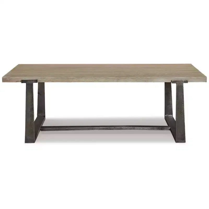 Table basse Dalenville Noir métallisé/Gris/Marron/Beige, piètement tréteau, finition antique