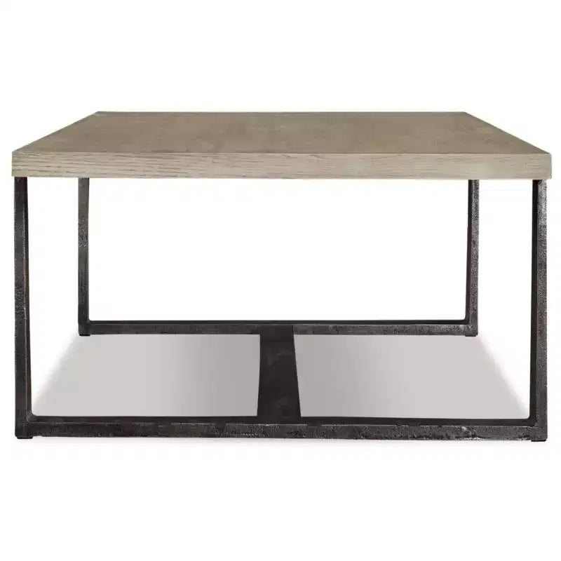 Table basse Dalenville Noir métallisé/Gris/Marron/Beige, piètement tréteau, finition antique