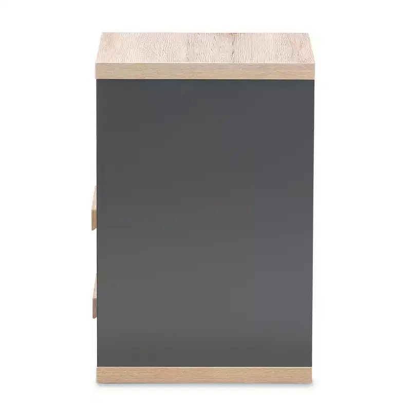 Table de chevet bicolore Pandora moderne et contemporaine à 2 tiroirs gris foncé, table de chevet avec rangement, bois MDF