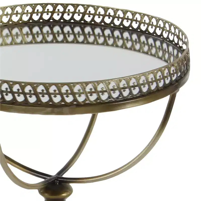 Table ronde à pied en métal et verre doré