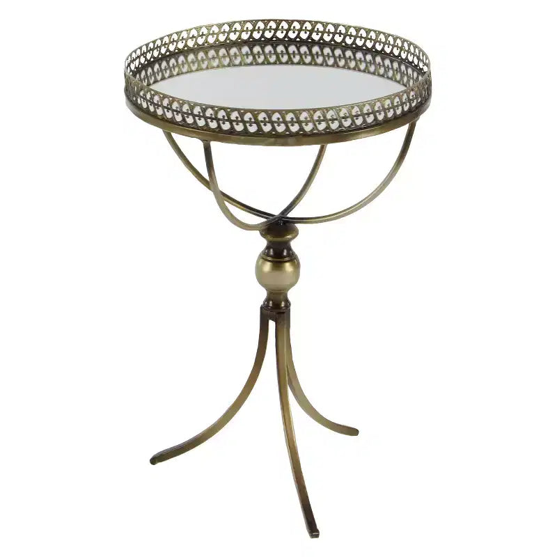 Table ronde à pied en métal et verre doré