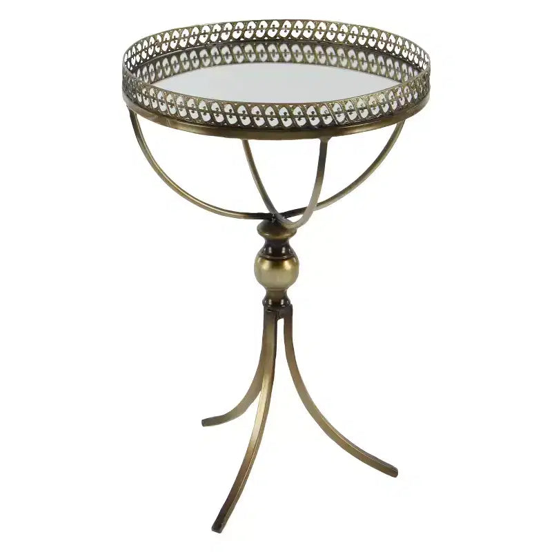 Table ronde à pied en métal et verre doré