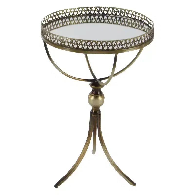 Table ronde à pied en métal et verre doré