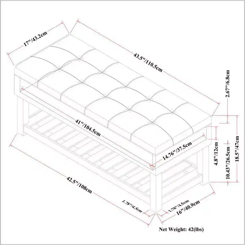 Banc de rangement ottoman Wyatt 44