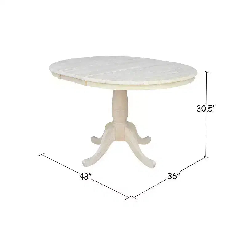 Table à manger à piédestal avec dessus rond et 12 abattants de 36 po