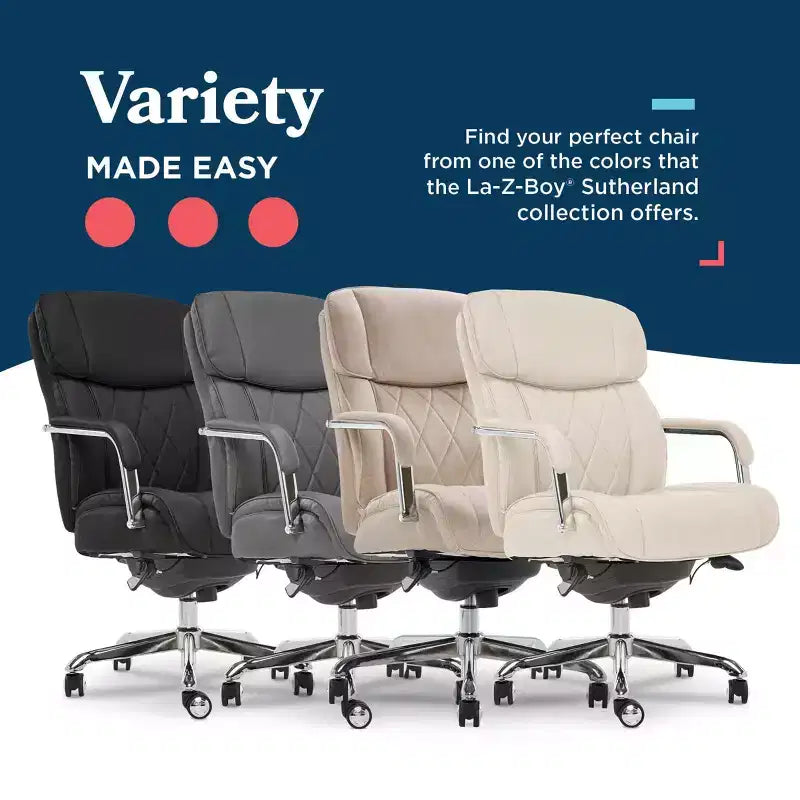 Fauteuil de bureau en cuir matelassé Sutherland avec accoudoirs rembourrés