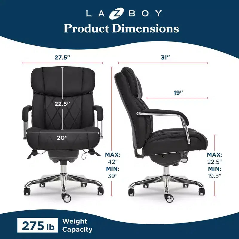 Fauteuil de bureau en cuir matelassé Sutherland avec accoudoirs rembourrés