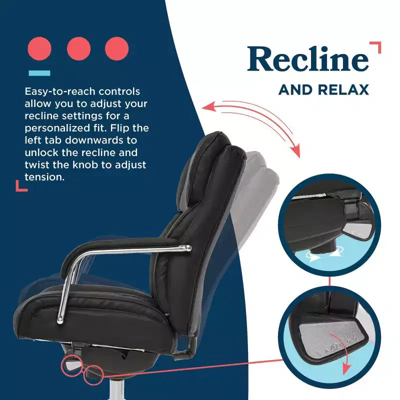 Fauteuil de bureau en cuir matelassé Sutherland avec accoudoirs rembourrés