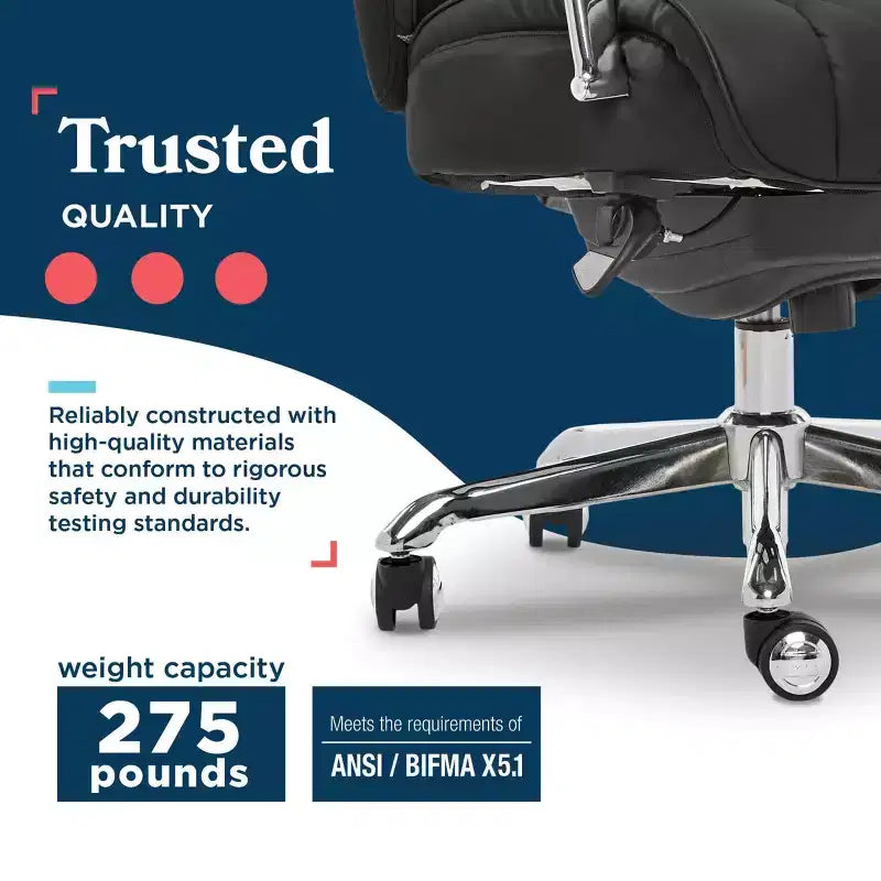 Fauteuil de bureau en cuir matelassé Sutherland avec accoudoirs rembourrés