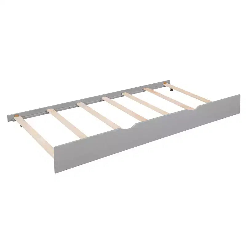 Lit mezzanine en bois avec lit gigogne et étagère